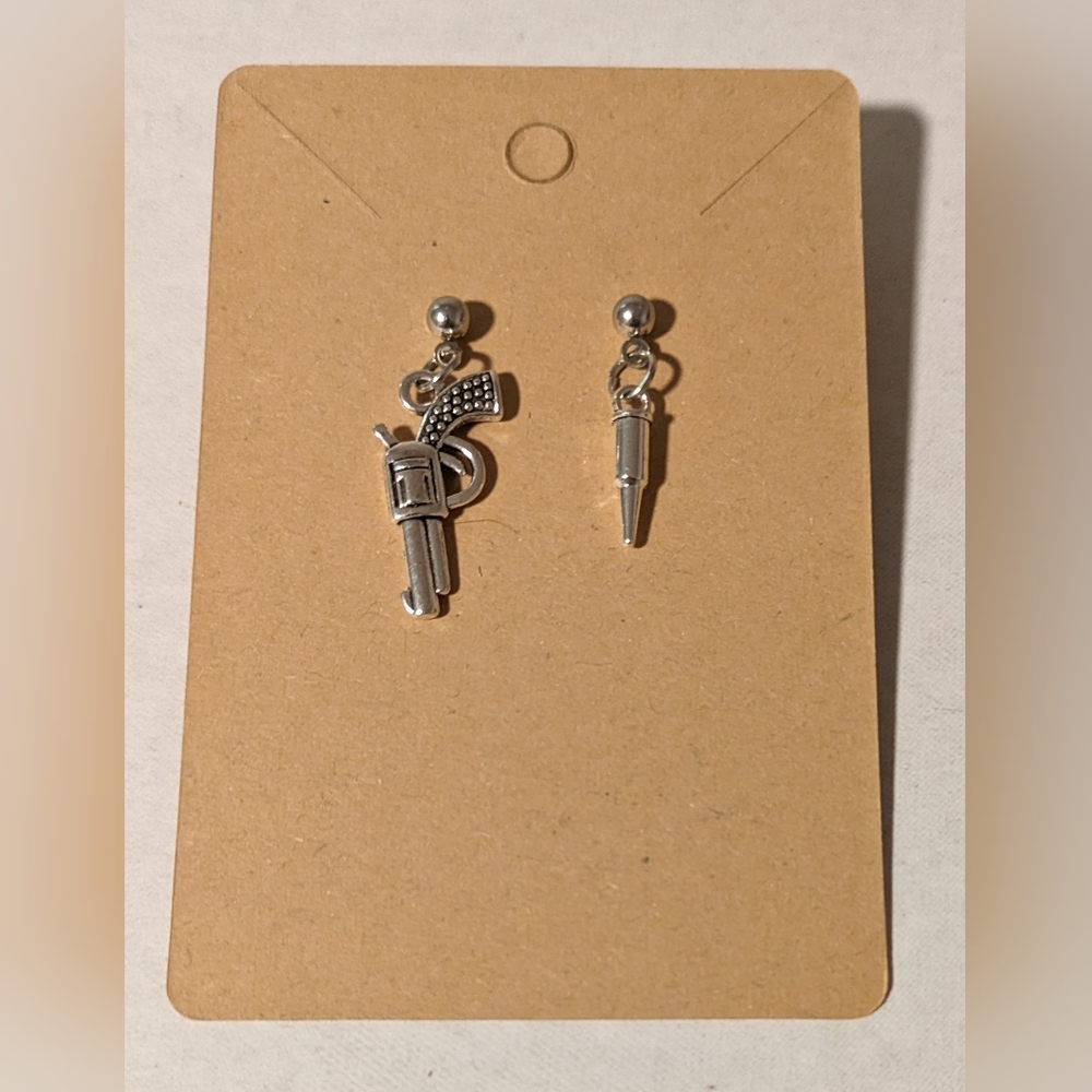 Handmade Bullet and Gun Post Earrings